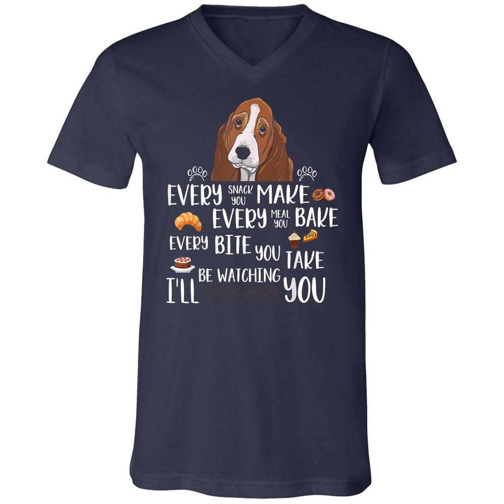 Unisex V-Neck T-Shirt - D66MJU5H - Navy - 2