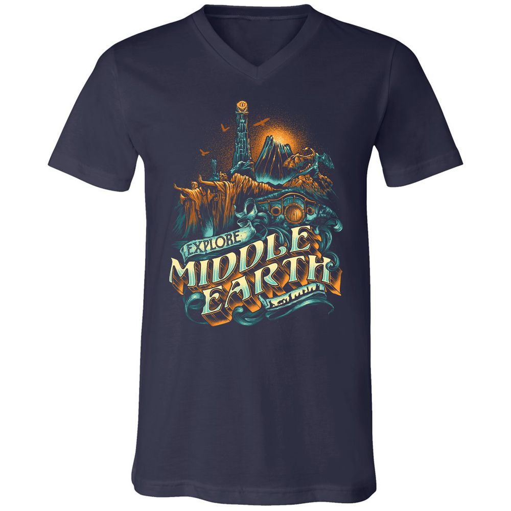 Unisex V-Neck T-Shirt - GPWNLLCR - Navy - 2