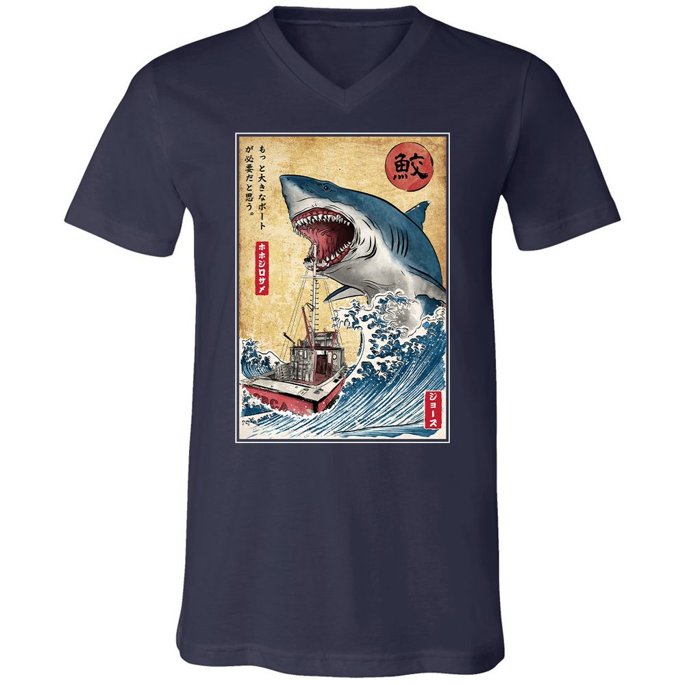 Unisex V-Neck T-Shirt - YBQALJT3 - Navy - 2