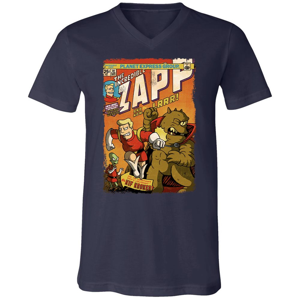 Unisex V-Neck T-Shirt - NPD6H9JB - Navy - 2