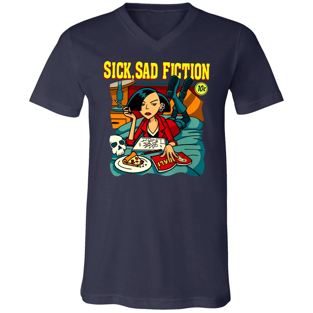 Unisex V-Neck T-Shirt - KGK8A276 - Navy - 2