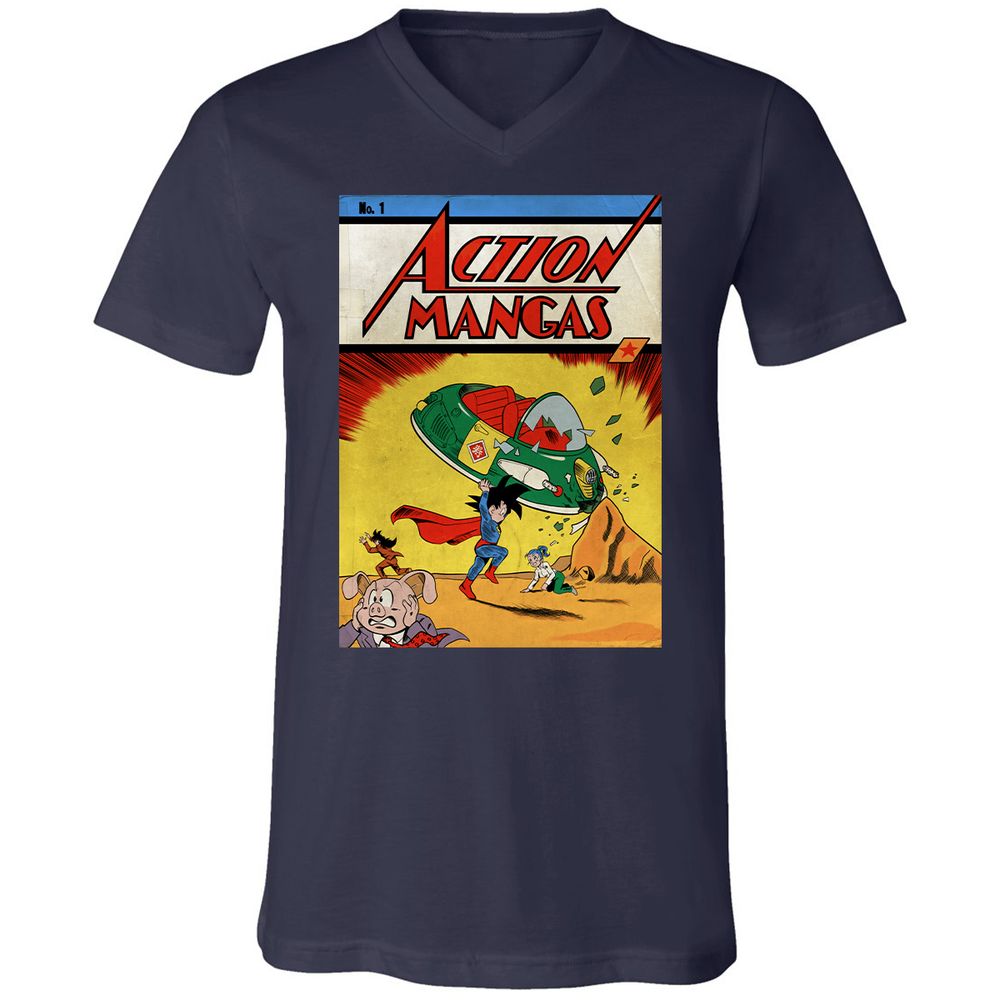 Unisex V-Neck T-Shirt - B9CAM2D5 - Navy - 2