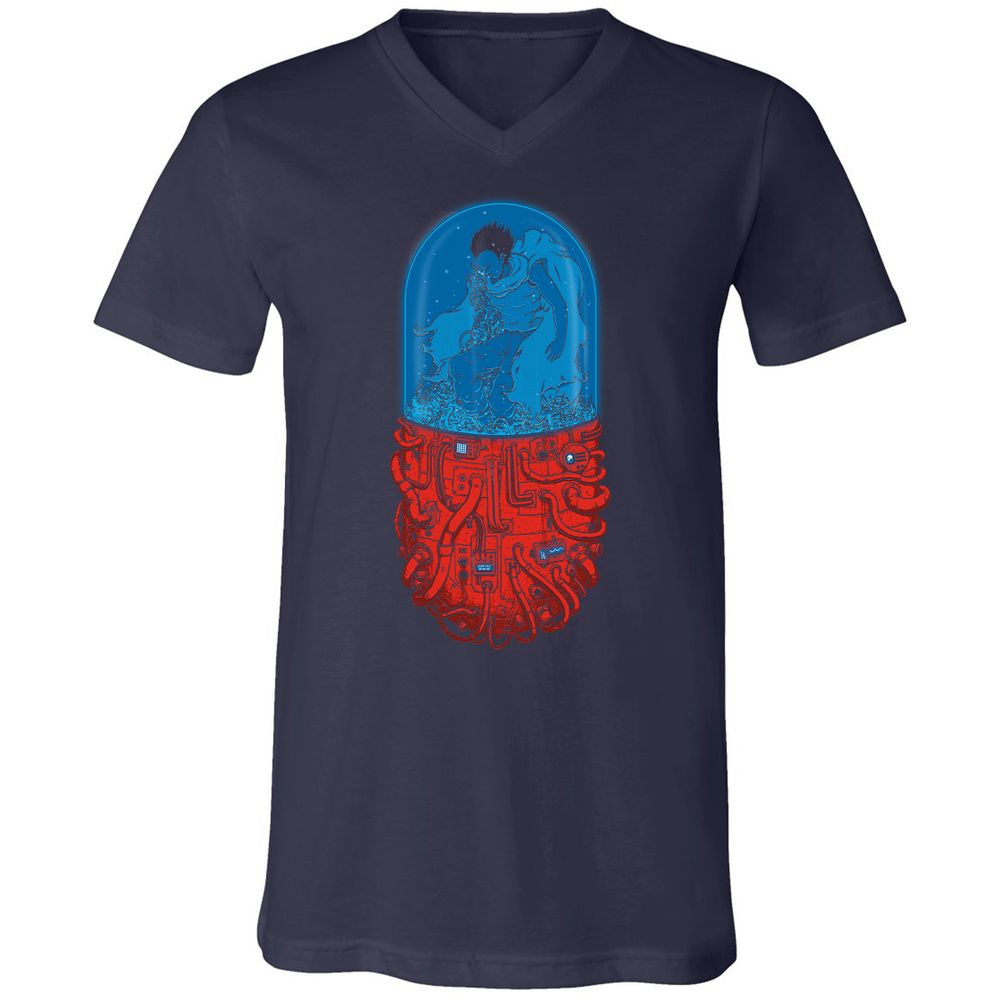 Unisex V-Neck T-Shirt - M3G8DWDT - Navy - 2