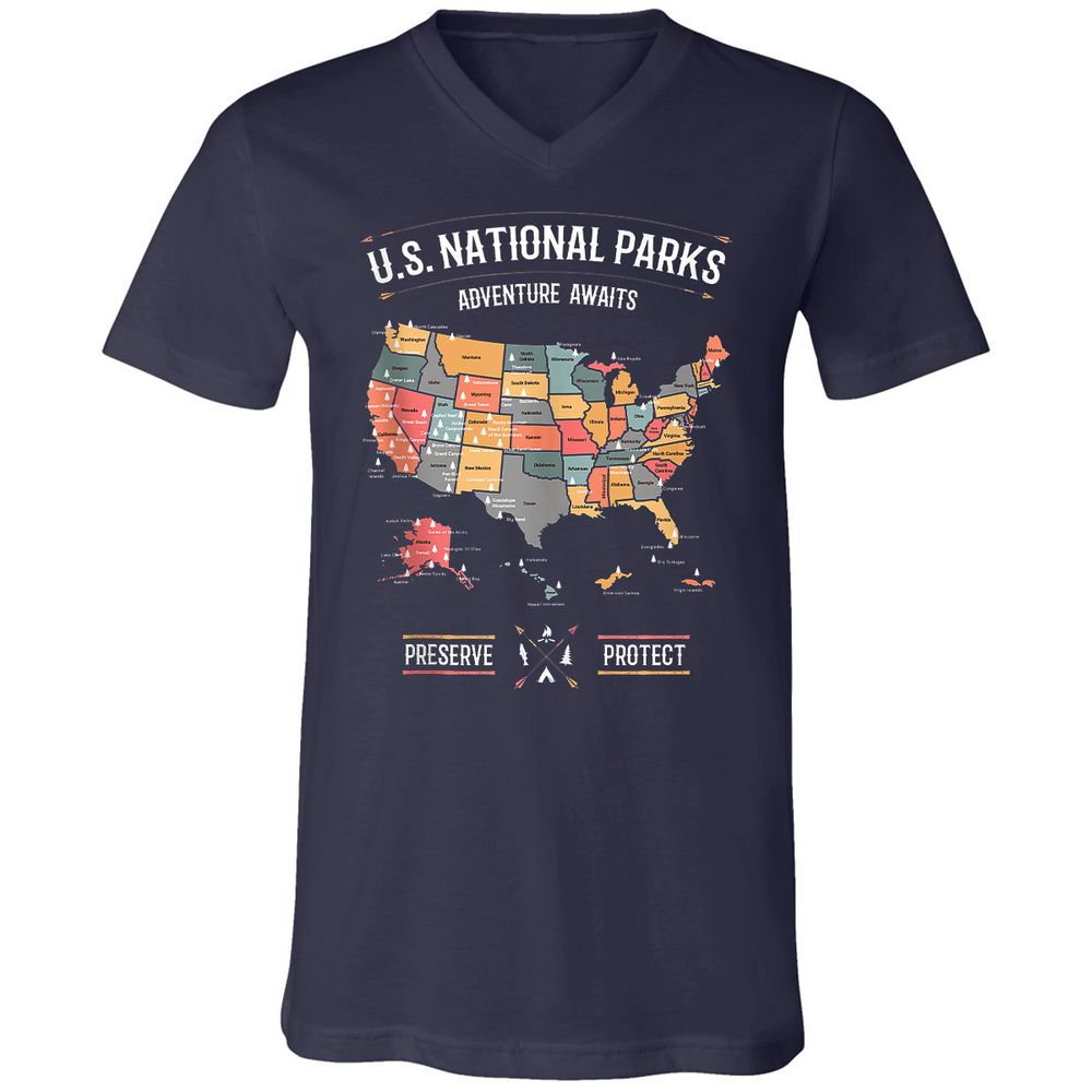 Unisex V-Neck T-Shirt - NNZ9AWXD - Navy - 2