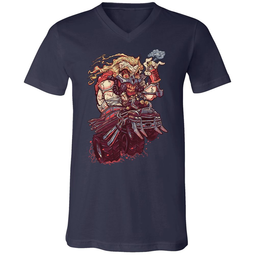 Unisex V-Neck T-Shirt - HW6J1GAG - Navy - 2