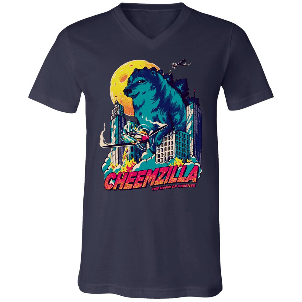 Unisex V-Neck T-Shirt - ZCZVVDDN - Navy - 2