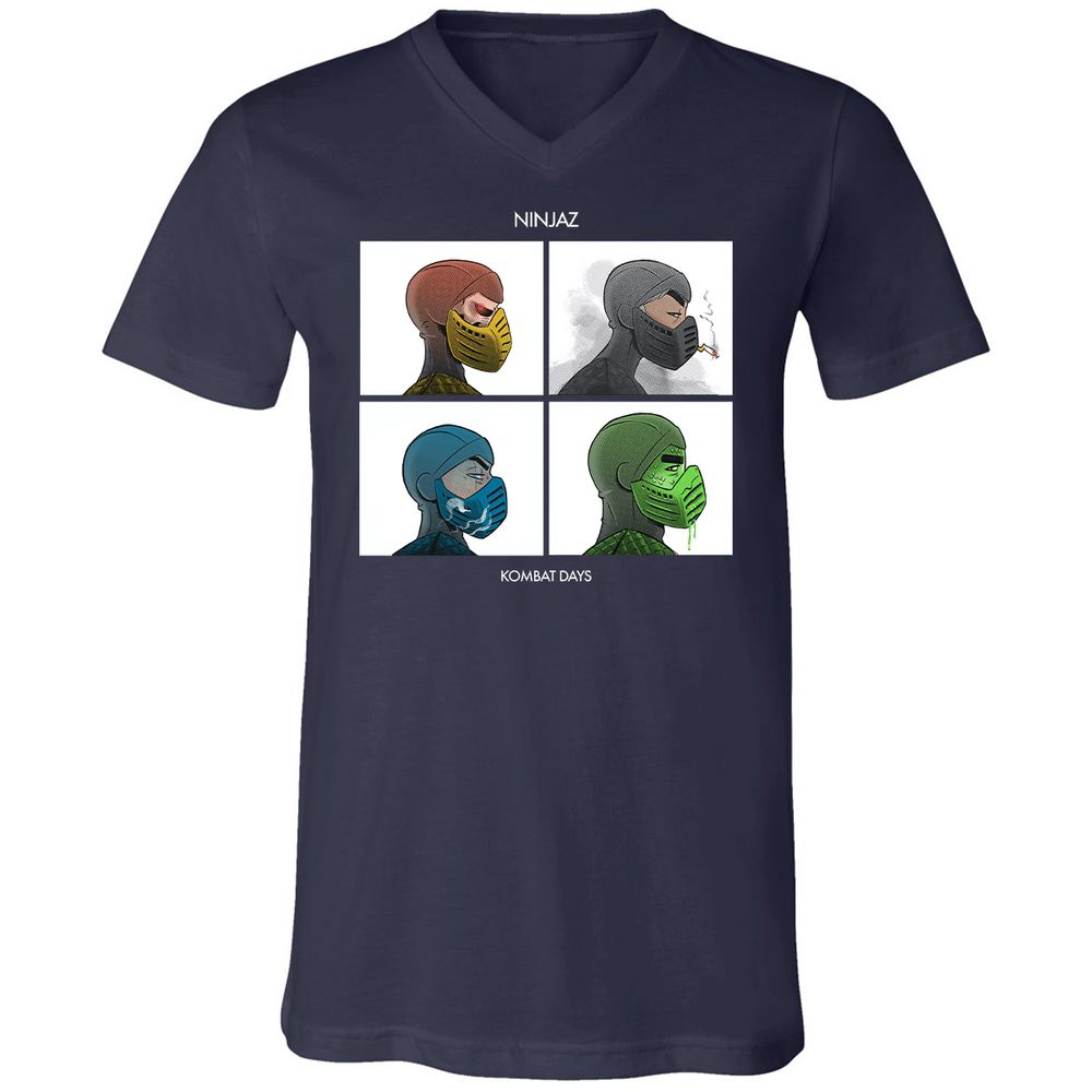 Unisex V-Neck T-Shirt - LQPZ49UY - Navy - 2