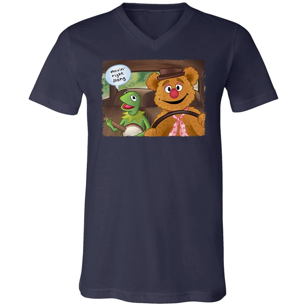 Unisex V-Neck T-Shirt - 3V6A45SJ - Navy - 2