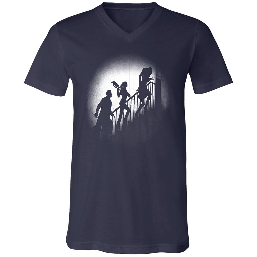 Unisex V-Neck T-Shirt - HCH9TXTT - Navy - 2