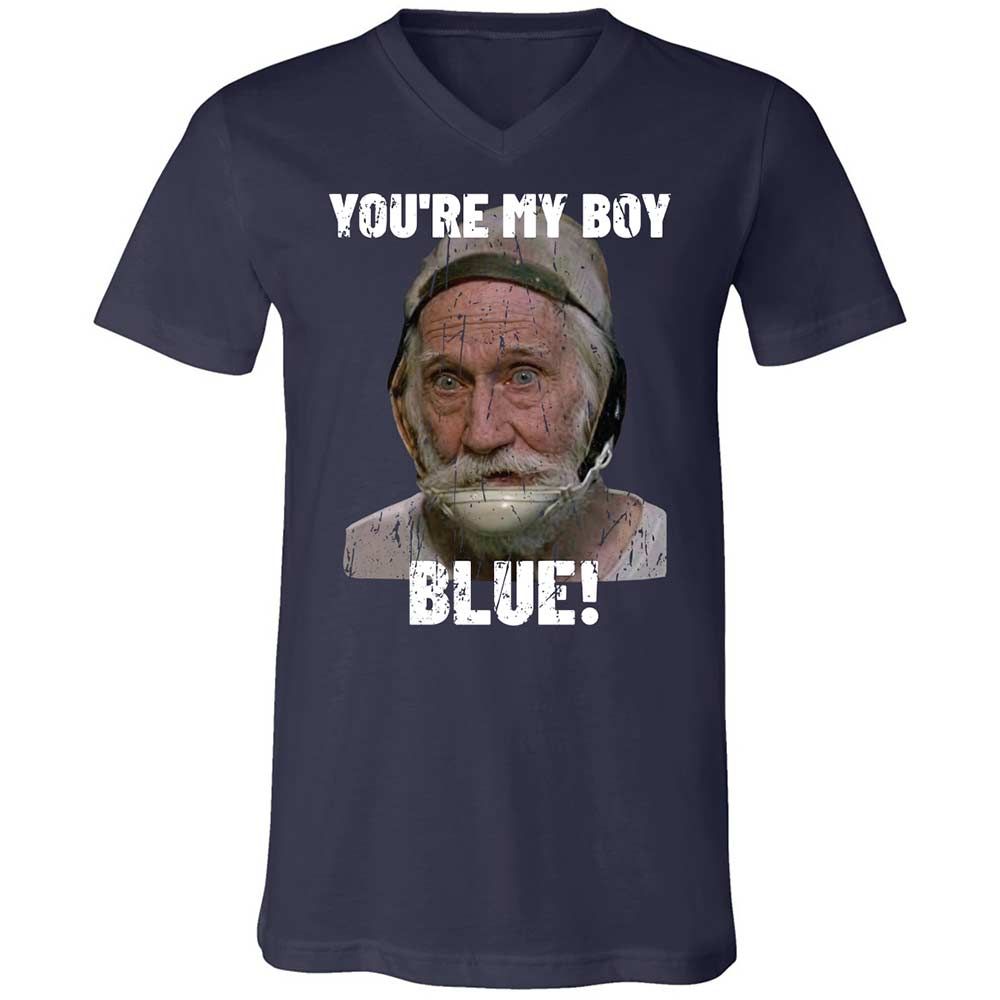 Unisex V-Neck T-Shirt - HZZF7MGV - Navy - 2