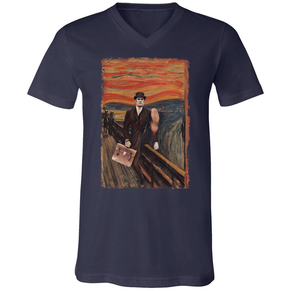 Unisex V-Neck T-Shirt - HGMBPL17 - Navy - 2