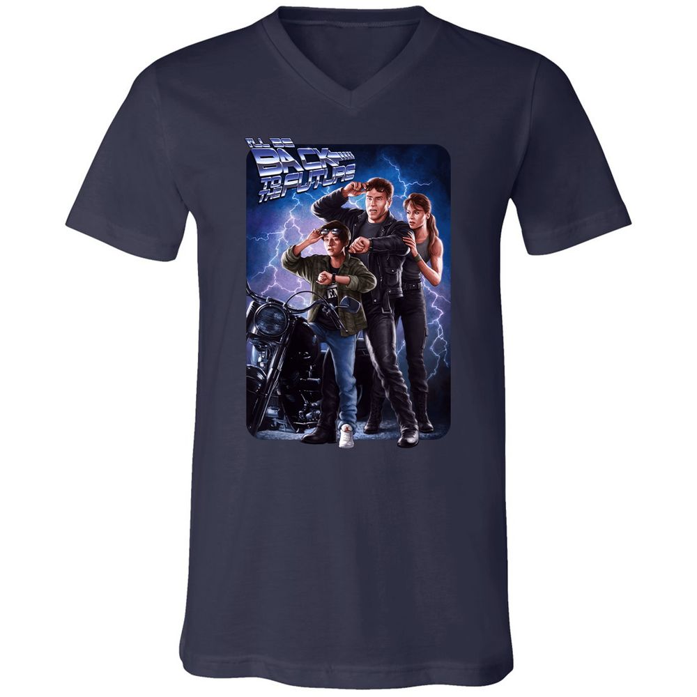 Unisex V-Neck T-Shirt - YSJ39X3Y - Navy - 2