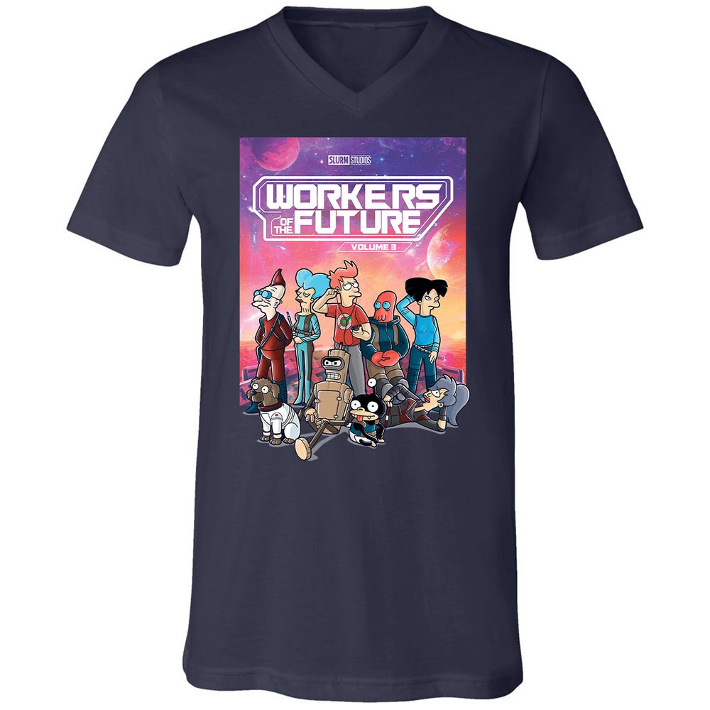 Unisex V-Neck T-Shirt - RUT7Q3LP - Navy - 2