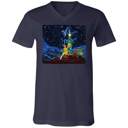 Unisex V-Neck T-Shirt - 9D8XMWLG - Navy - 2