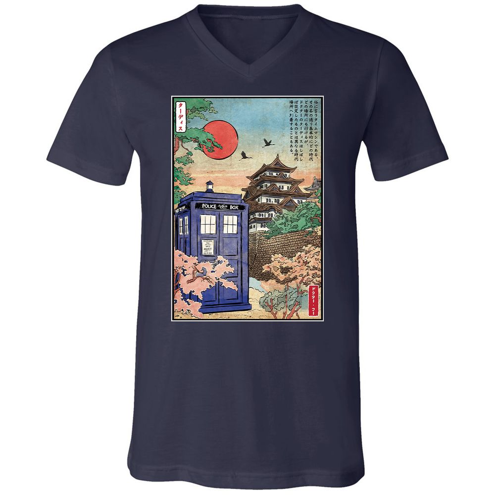 Unisex V-Neck T-Shirt - BHCUCQKV - Navy - 2