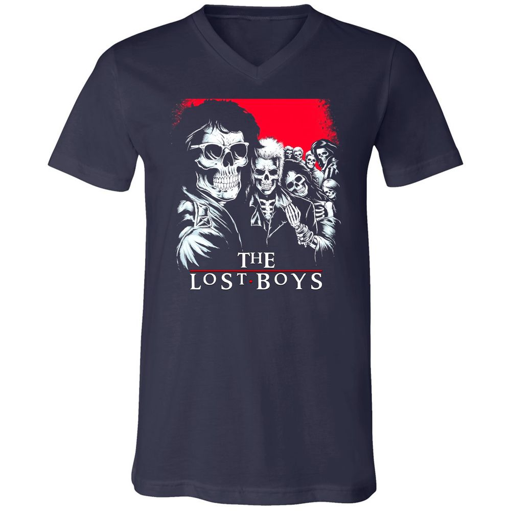 Unisex V-Neck T-Shirt - XEYEBQVQ - Navy - 2