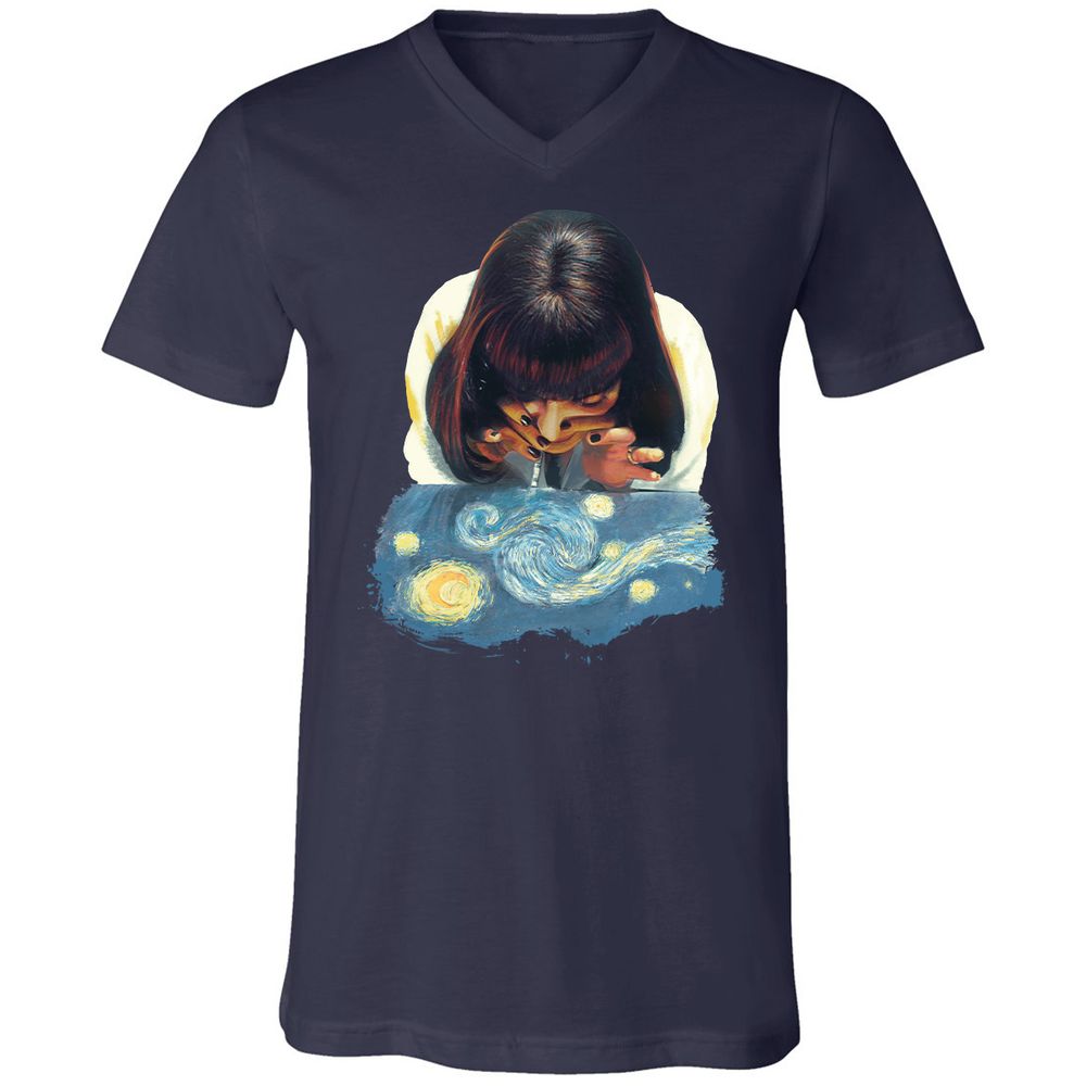 Unisex V-Neck T-Shirt - NCLHZQQT - Navy - 2