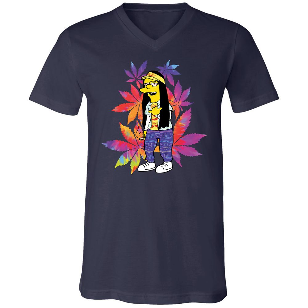 Unisex V-Neck T-Shirt - Z6S3TX8D - Navy - 2