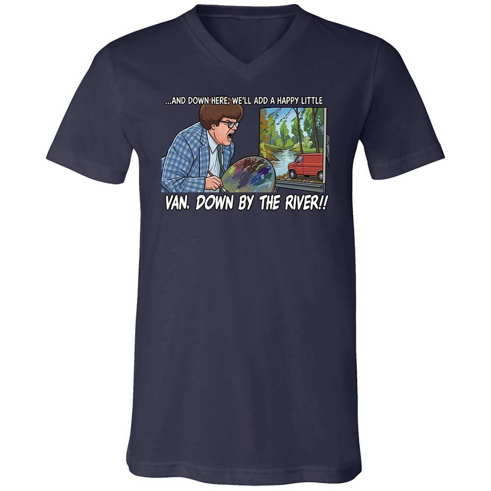 Unisex V-Neck T-Shirt - H3XCQJWC - Navy - 2