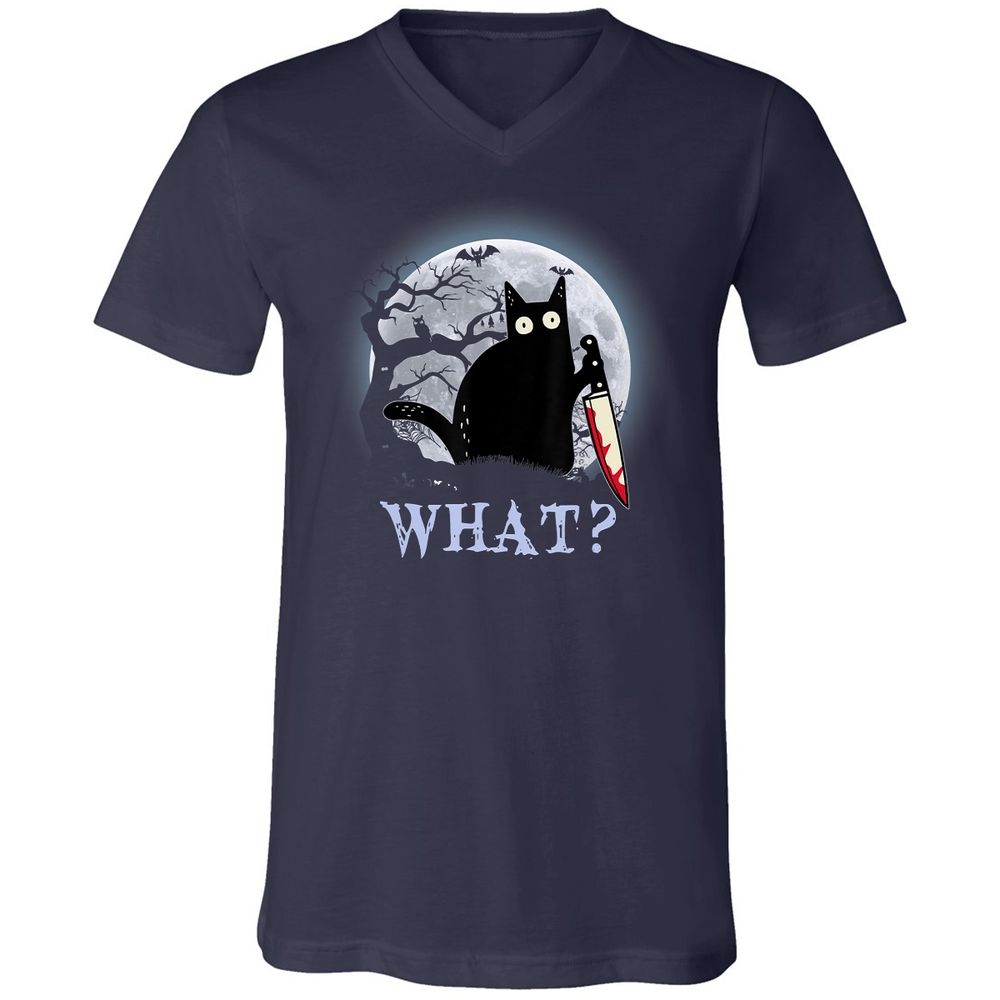 Unisex V-Neck T-Shirt - 8CQ1WCYZ - Navy - 2