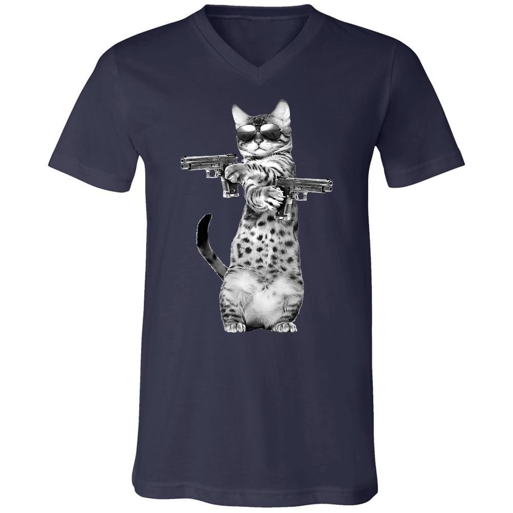 Unisex V-Neck T-Shirt - Q25L79X5 - Navy - 2