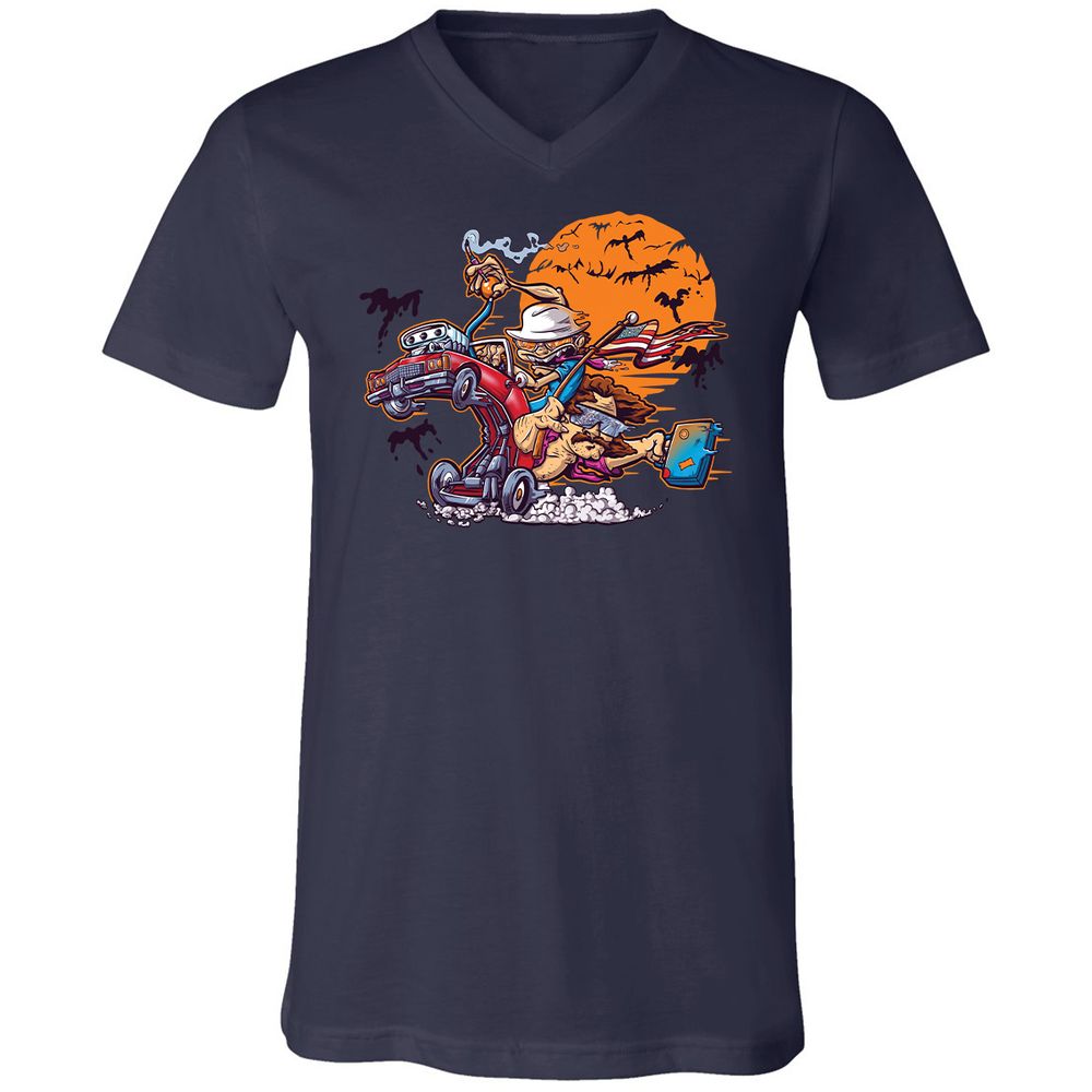 Unisex V-Neck T-Shirt - KZKCJ1RN - Navy - 2