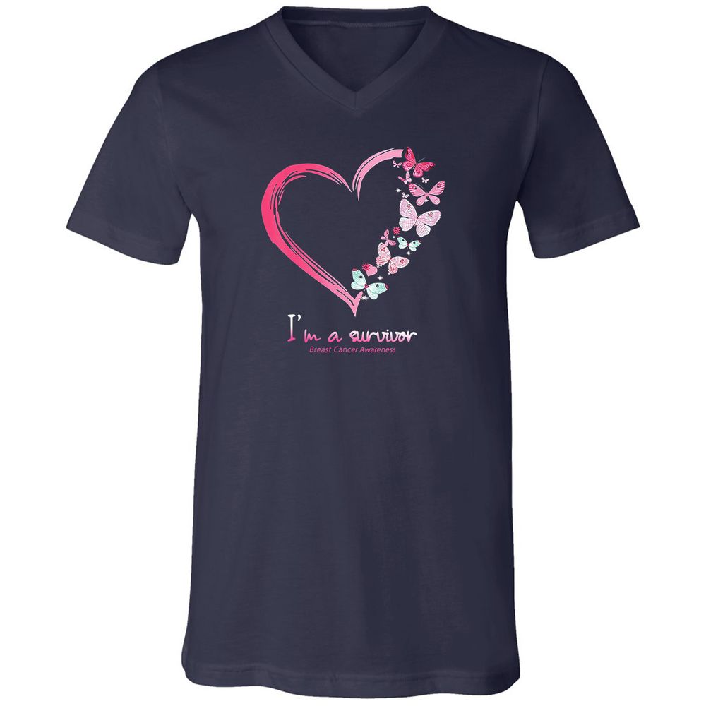 Unisex V-Neck T-Shirt - BWBBQZCD - Navy - 2
