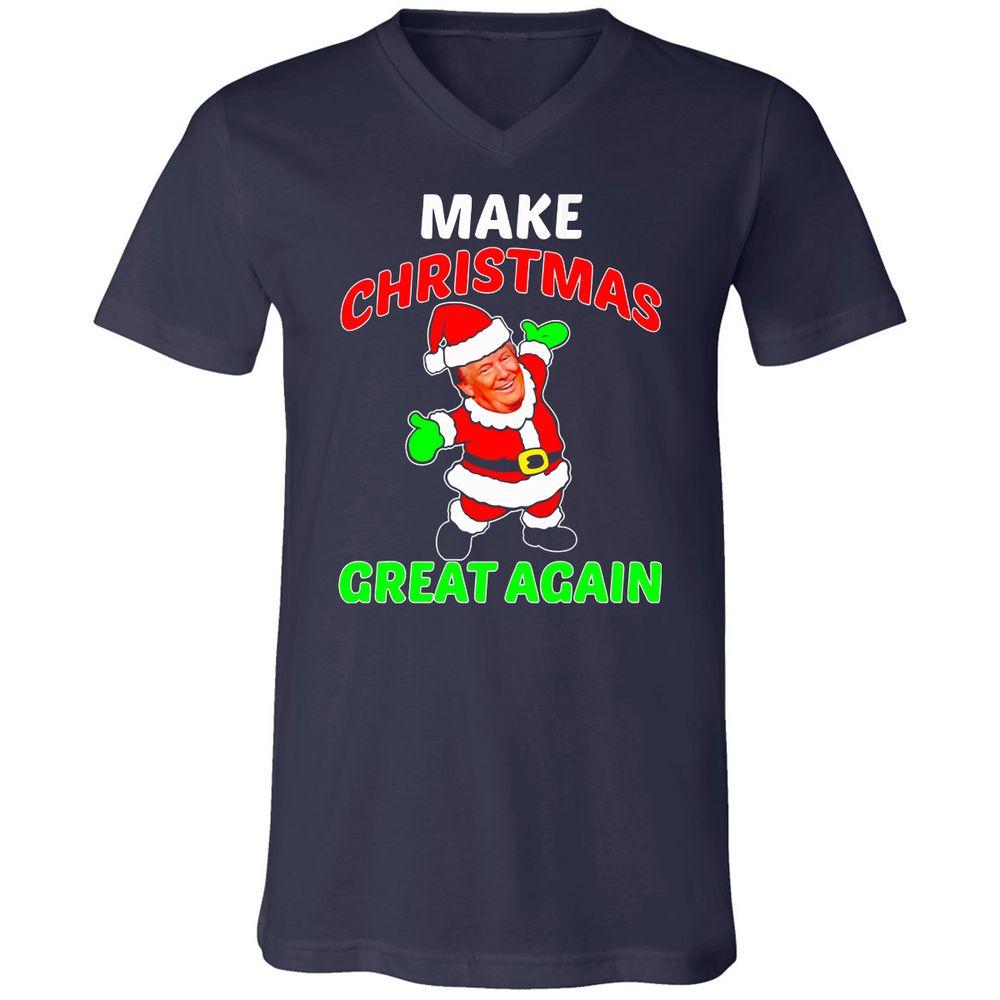 Unisex V-Neck T-Shirt - BJ3ZJHX2 - Navy - 2