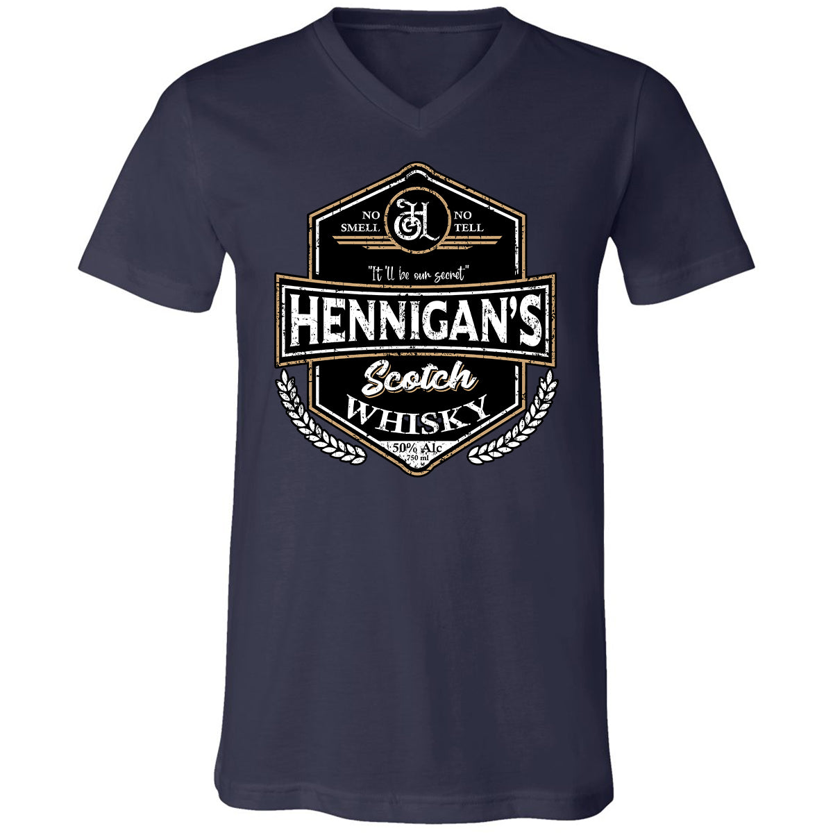 Unisex V-Neck T-Shirt - ZDZFCUSB - Navy - 2