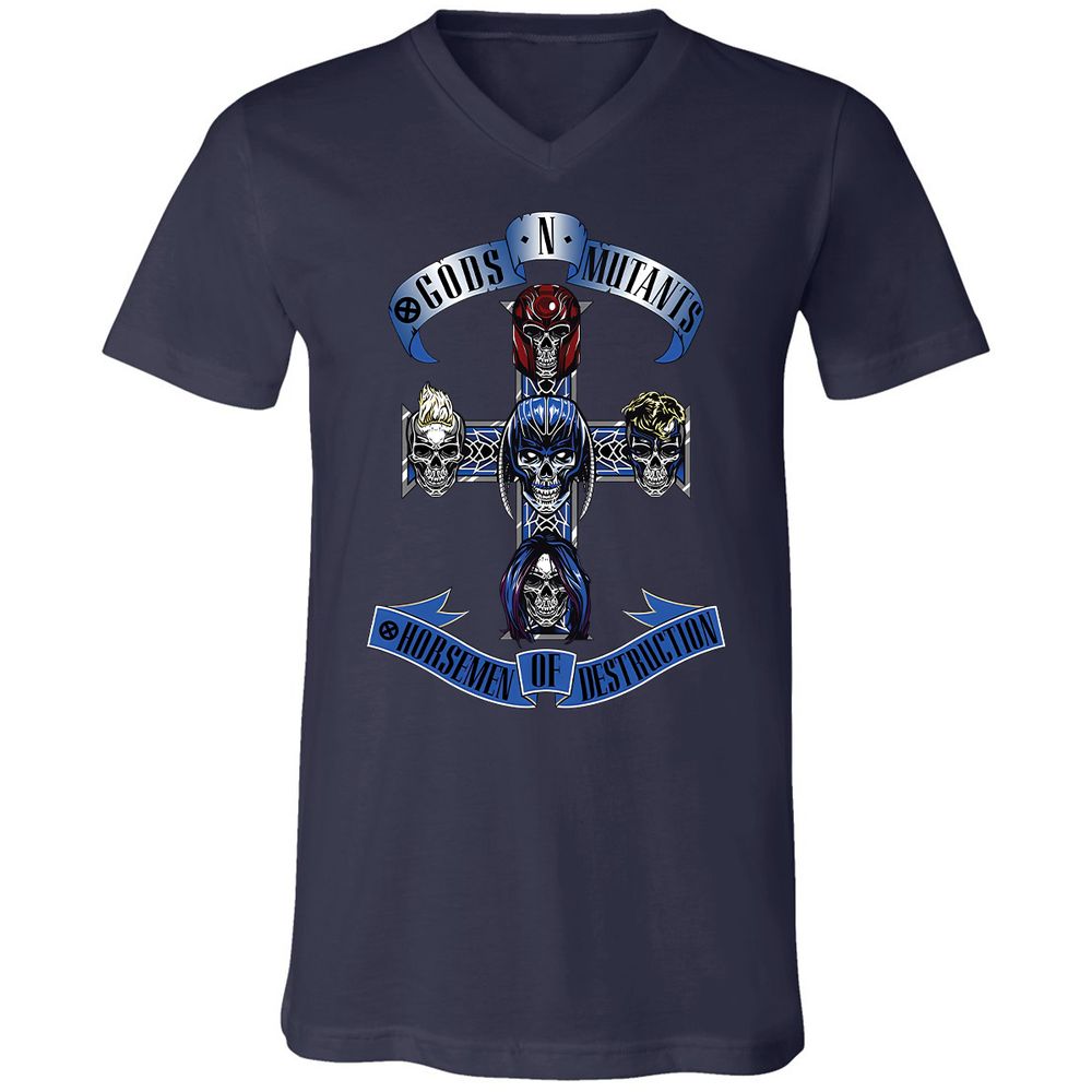 Unisex V-Neck T-Shirt - 4WEUJTJC - Navy - 2
