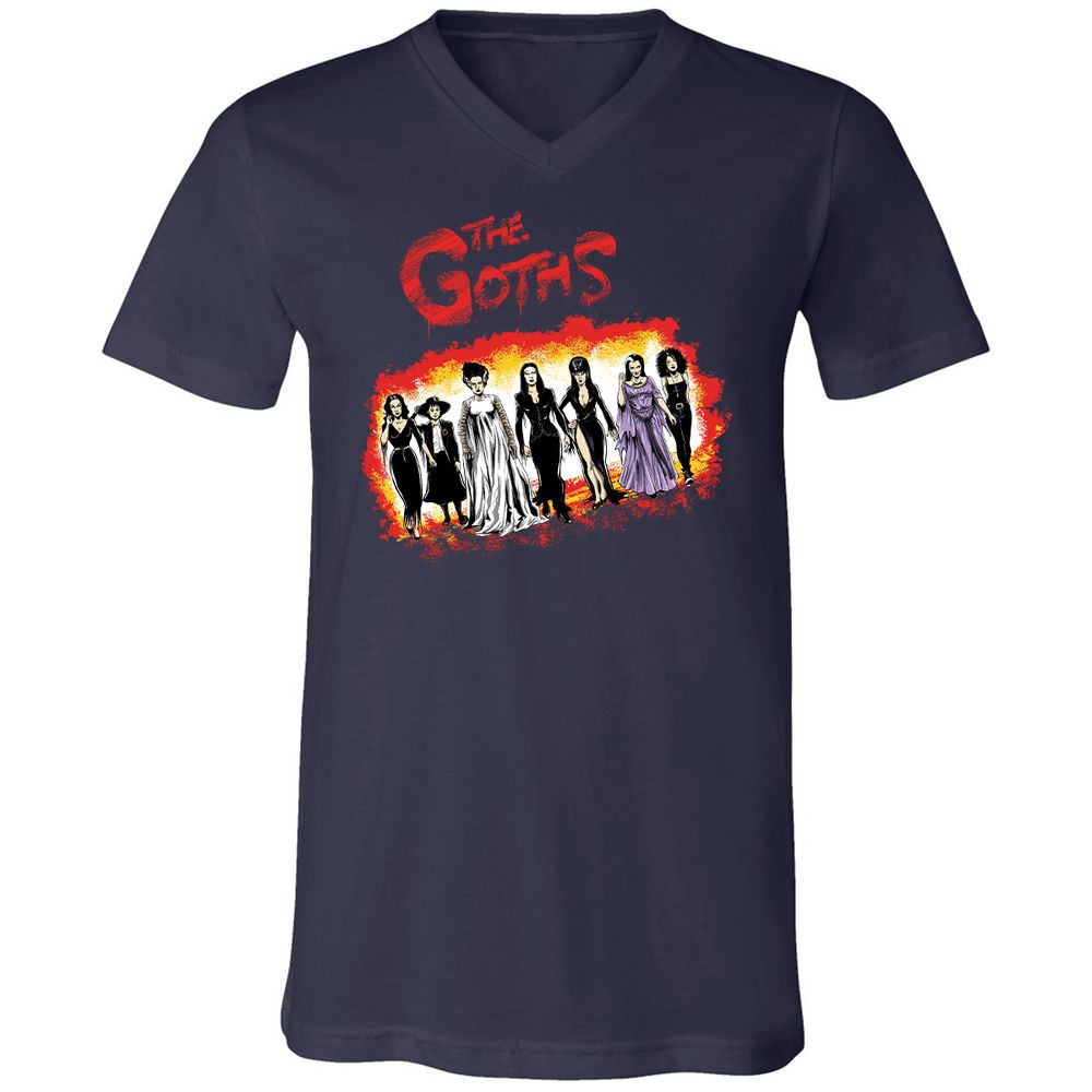 Unisex V-Neck T-Shirt - B7JH9KRL - Navy - 2