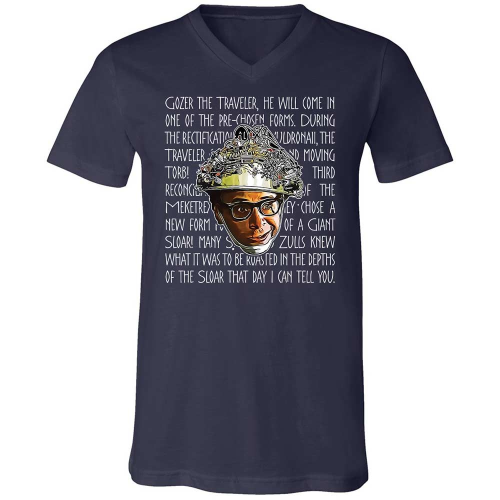 Unisex V-Neck T-Shirt - W1X6DM6J - Navy - 2