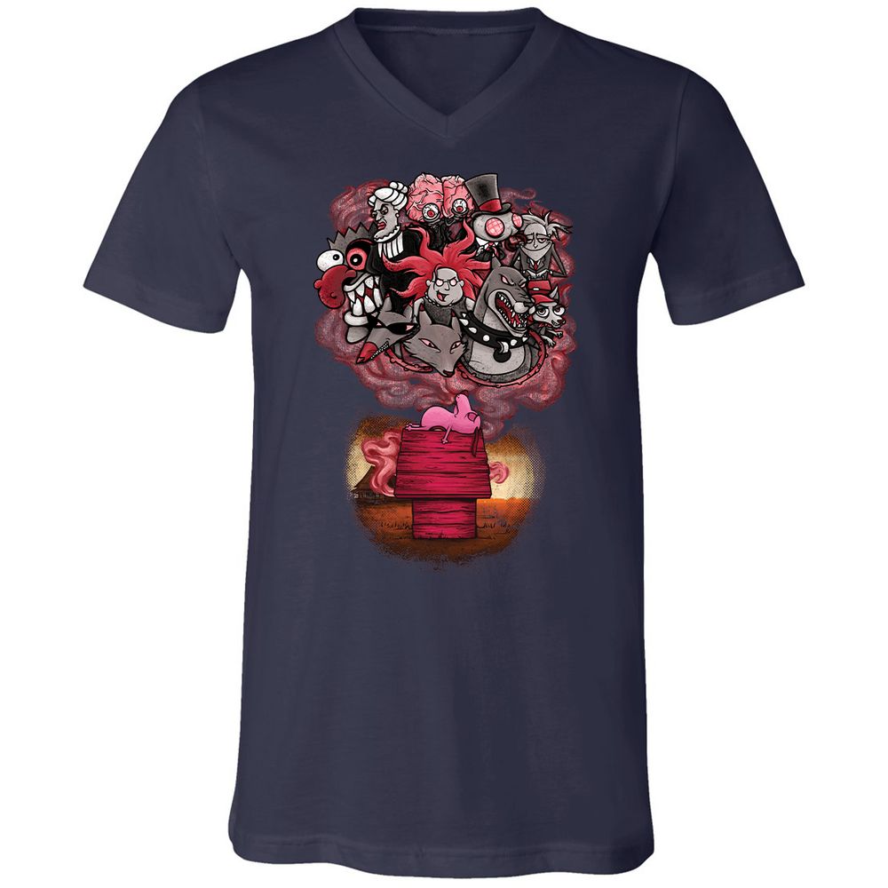 Unisex V-Neck T-Shirt - 7XVA3XHJ - Navy - 2