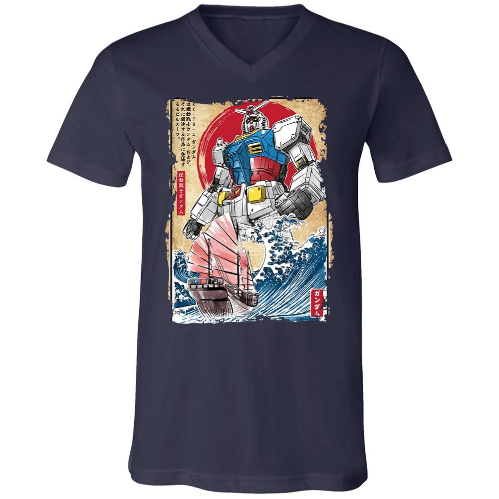 Unisex V-Neck T-Shirt - DMSZZYLK - Navy - 2
