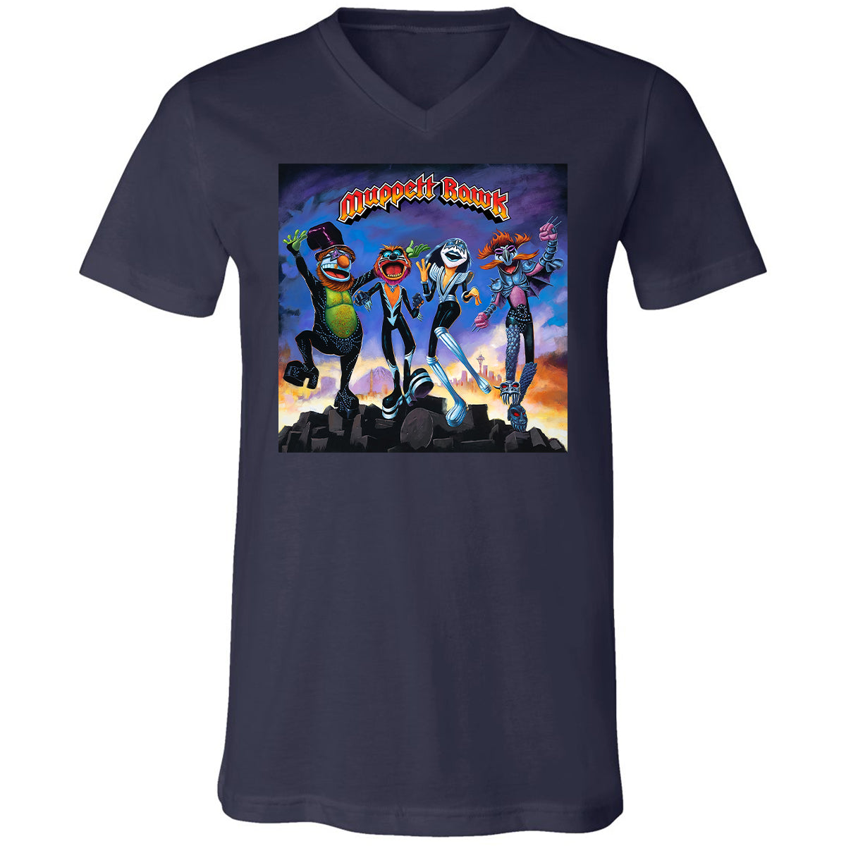 Unisex V-Neck T-Shirt - 69Q75Z5B - Navy - 2