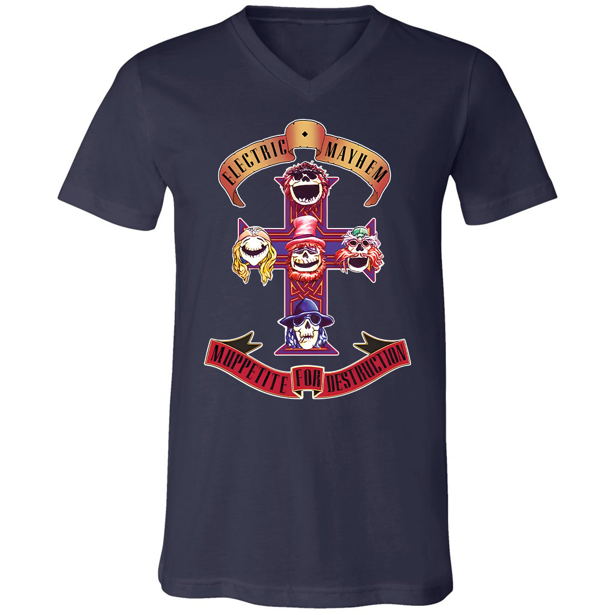Unisex V-Neck T-Shirt - 2WQGNPEX - Navy - 2