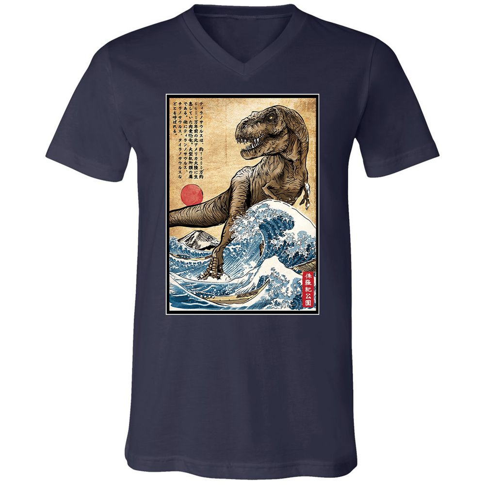 Unisex V-Neck T-Shirt - KWYYWWJY - Navy - 2