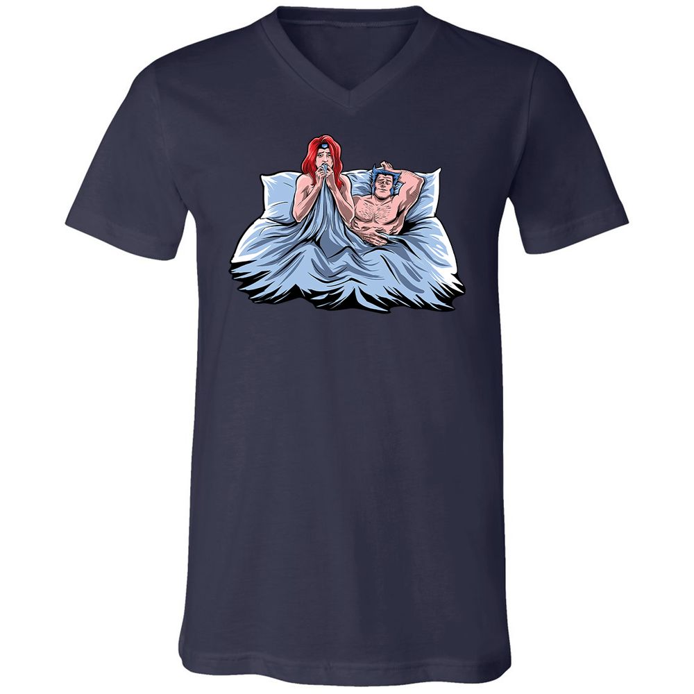 Unisex V-Neck T-Shirt - C2SWH7GX - Navy - 2