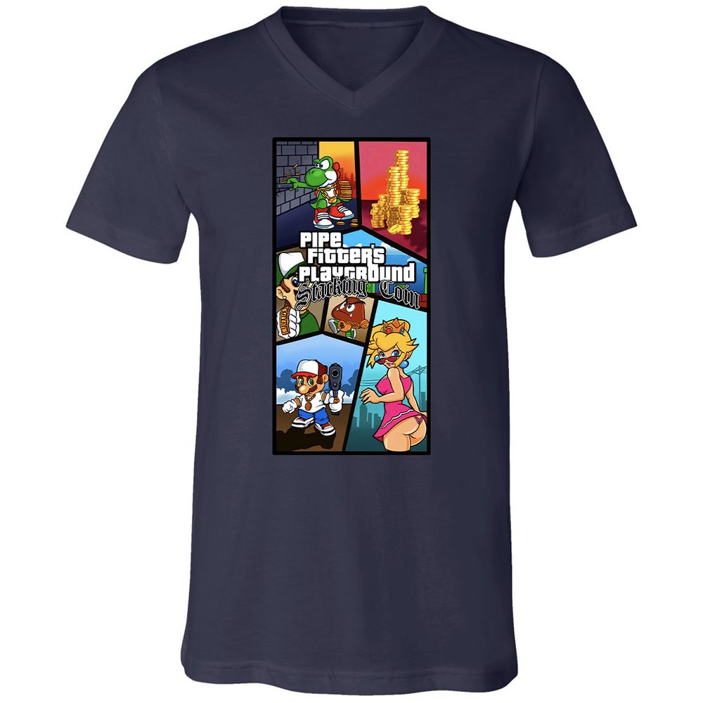 Unisex V-Neck T-Shirt - DYXCW3KN - Navy - 2