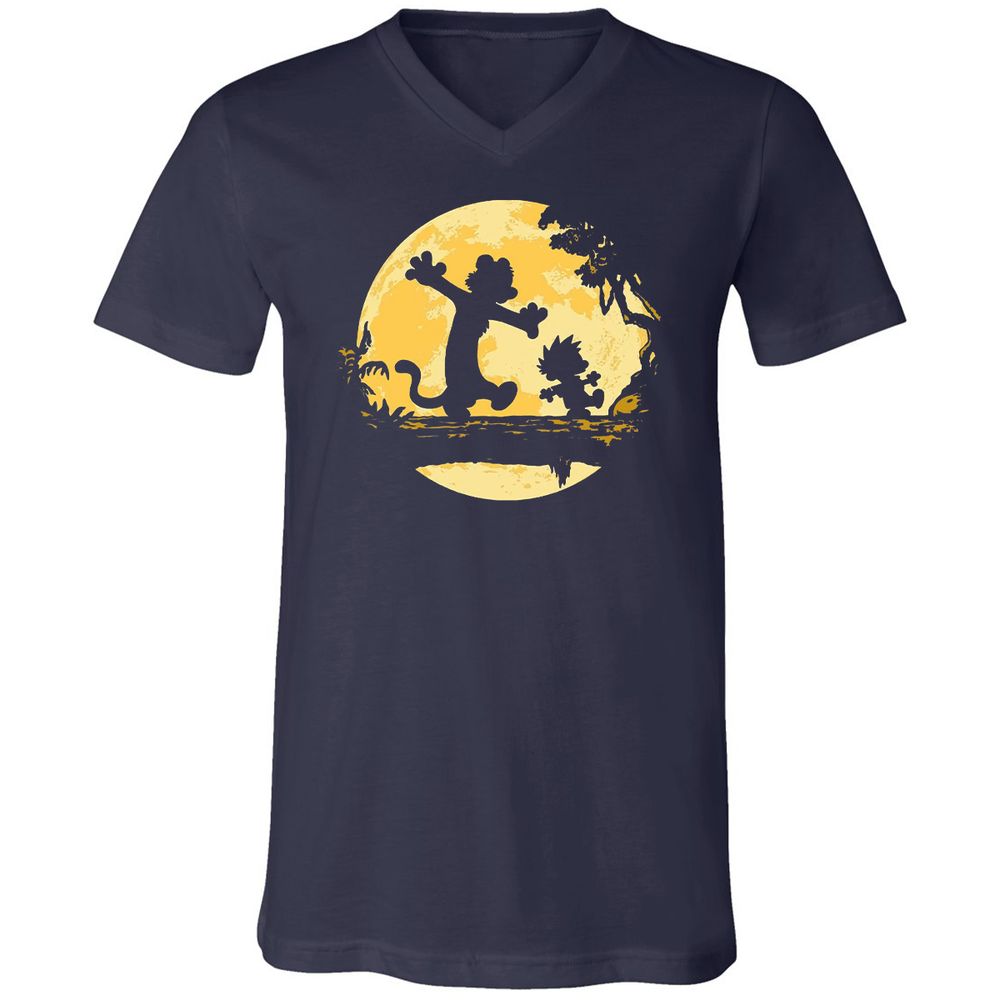 Unisex V-Neck T-Shirt - 7Y8HX3AQ - Navy - 2