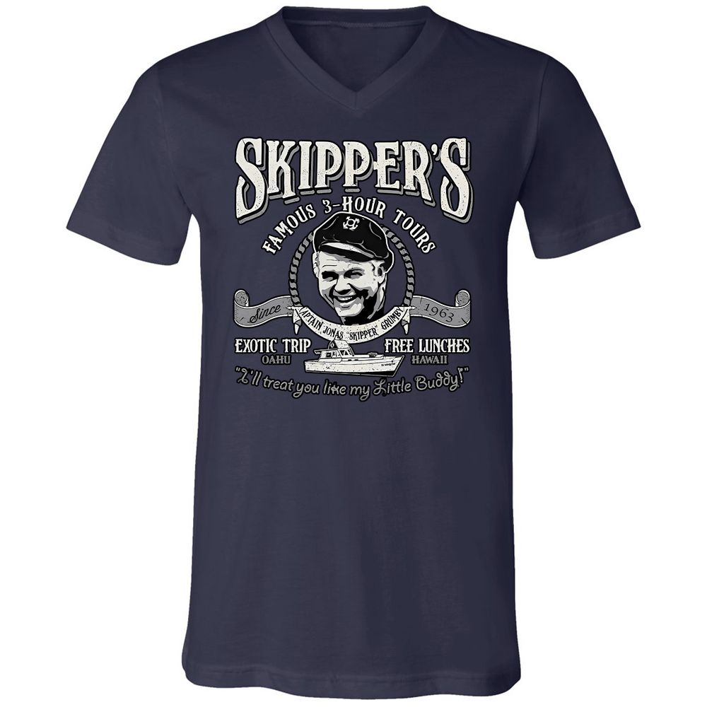 Unisex V-Neck T-Shirt - 6EMFXW75 - Navy - 2