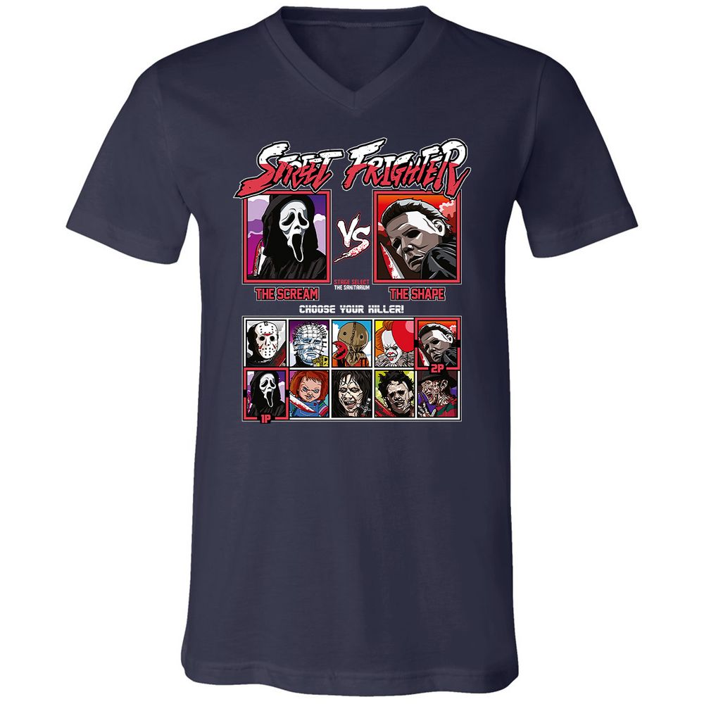 Unisex V-Neck T-Shirt - 4697MWH3 - Navy - 2