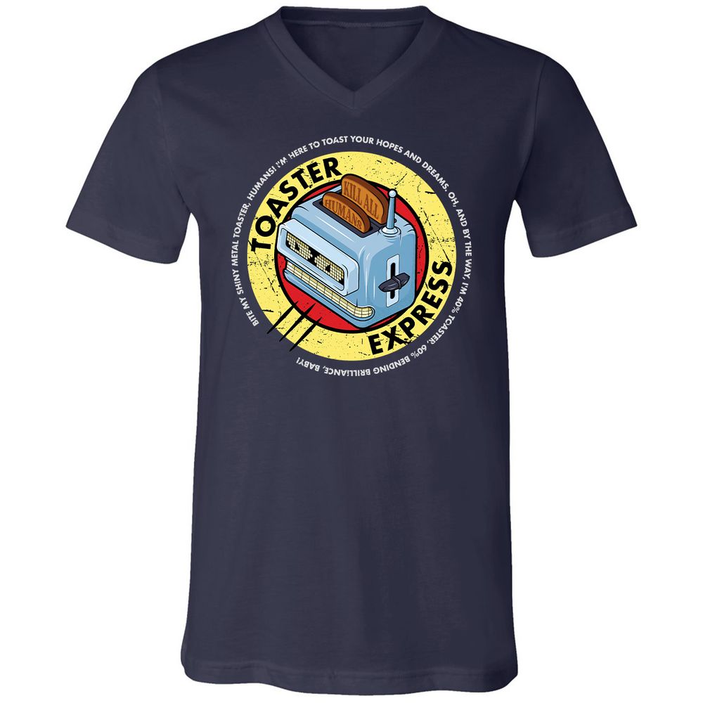 Unisex V-Neck T-Shirt - 9W6R79E7 - Navy - 2