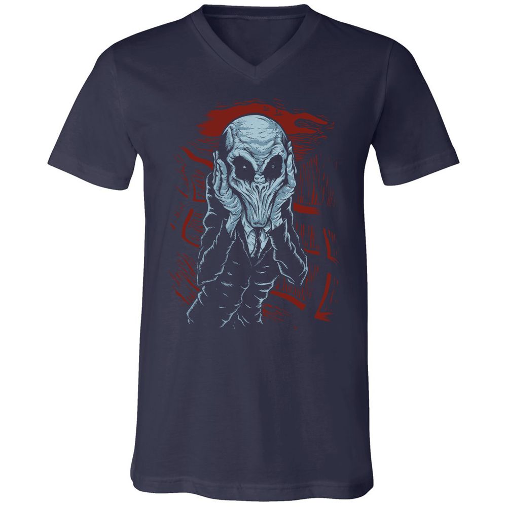 Unisex V-Neck T-Shirt - H54W6YJ9 - Navy - 2