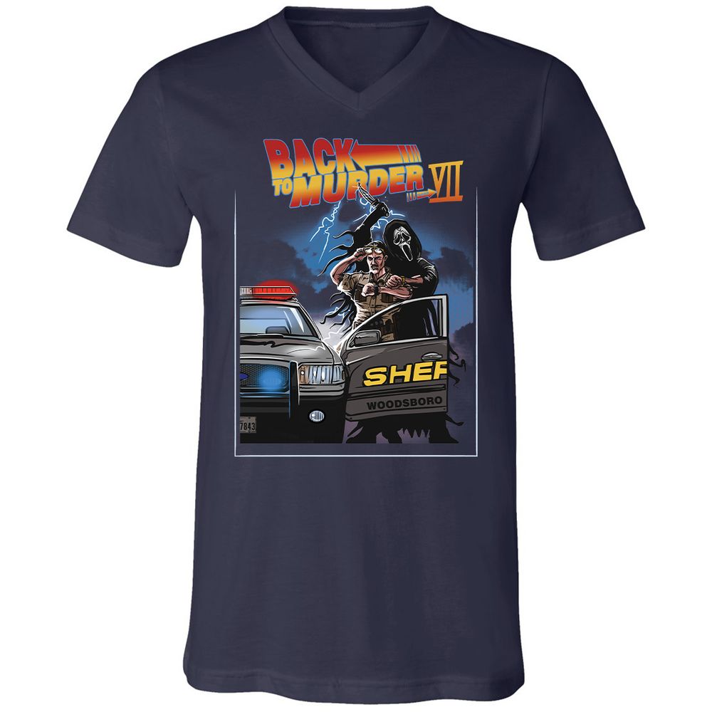 Unisex V-Neck T-Shirt - 7LE4TGQF - Navy - 2