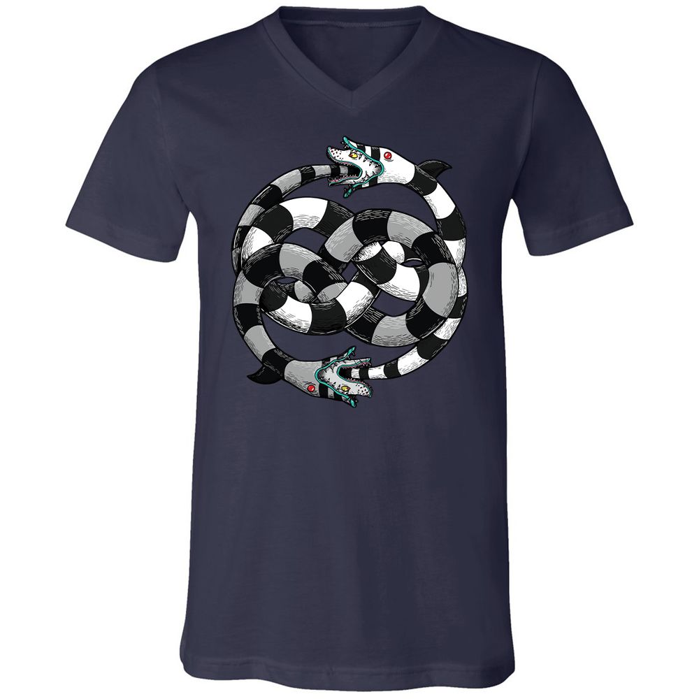 Unisex V-Neck T-Shirt - UXD4TBTZ - Navy - 2