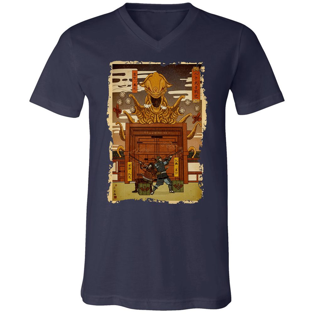 Unisex V-Neck T-Shirt - MREQH3NN - Navy - 2
