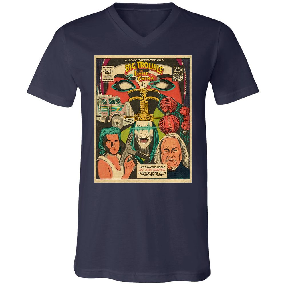 Unisex V-Neck T-Shirt - XYU8TWD1 - Navy - 2