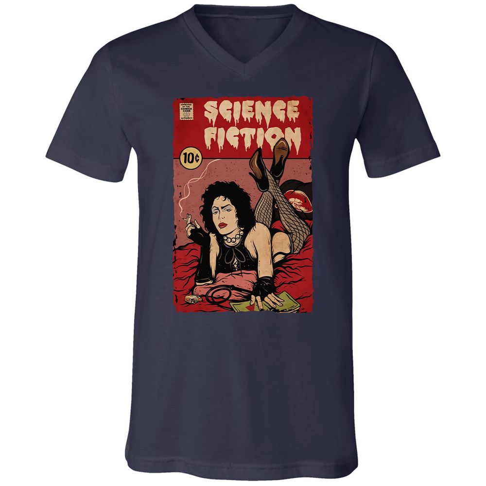 Unisex V-Neck T-Shirt - BDRC7EDK - Navy - 2