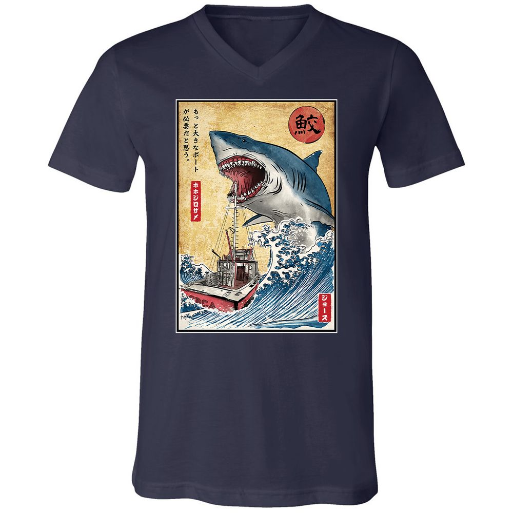 Unisex V-Neck T-Shirt - REA6KXSB - Navy - 2